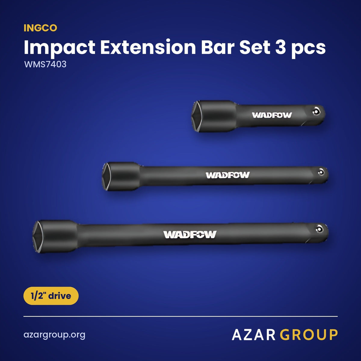 INGCO WMS7403 Impact Extension Bar Set 3 pcs – 1/2" drive