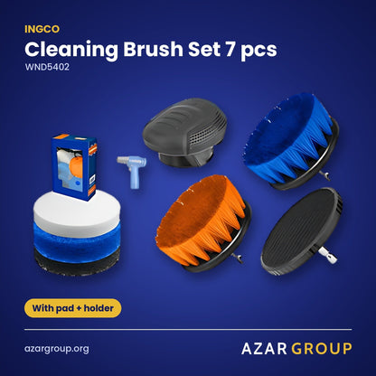 INGCO WND5402 Cleaning Brush Set 7 pcs – With pad + holder