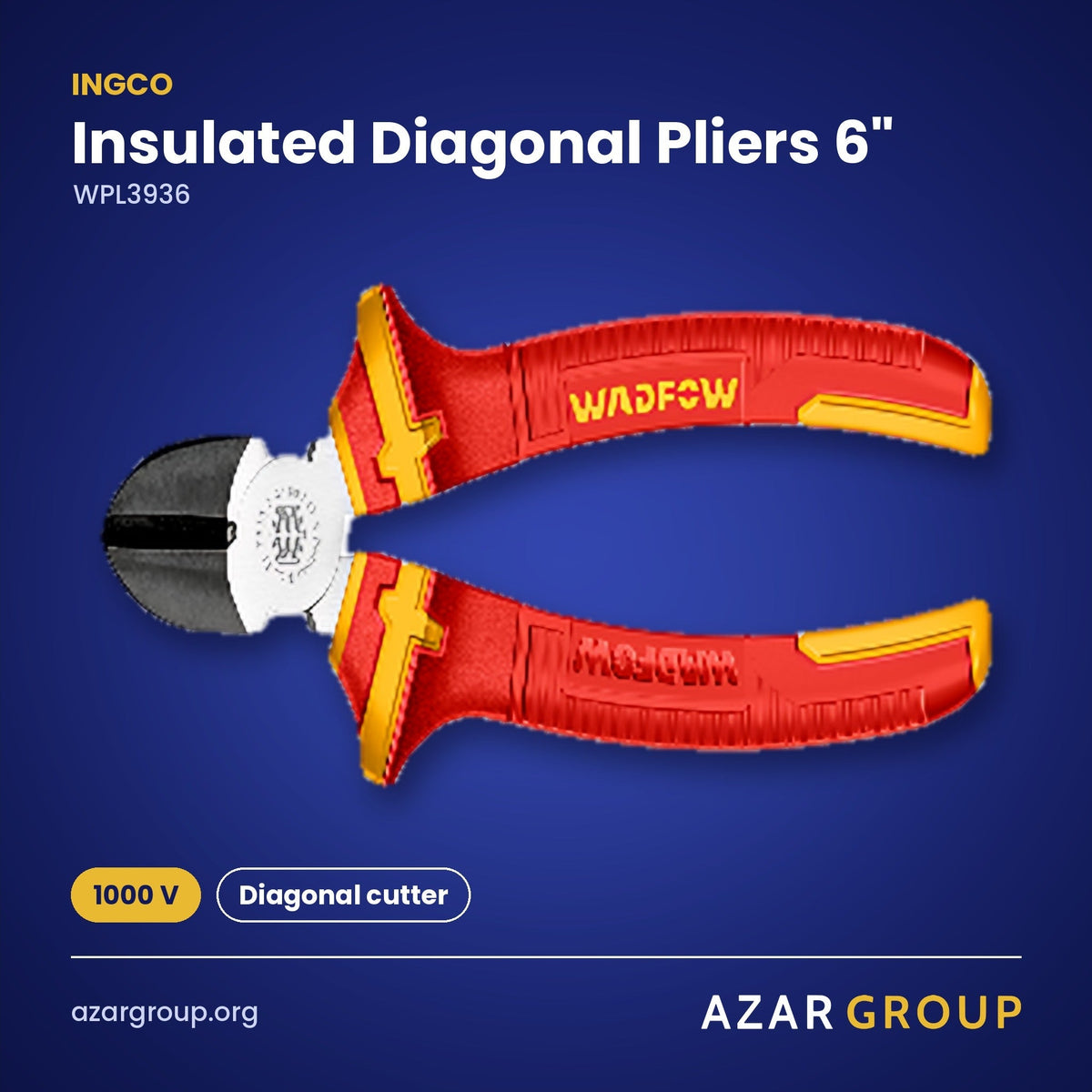 INGCO WPL3936 Insulated Diagonal Pliers 6" – 1000 V, Diagonal cutter