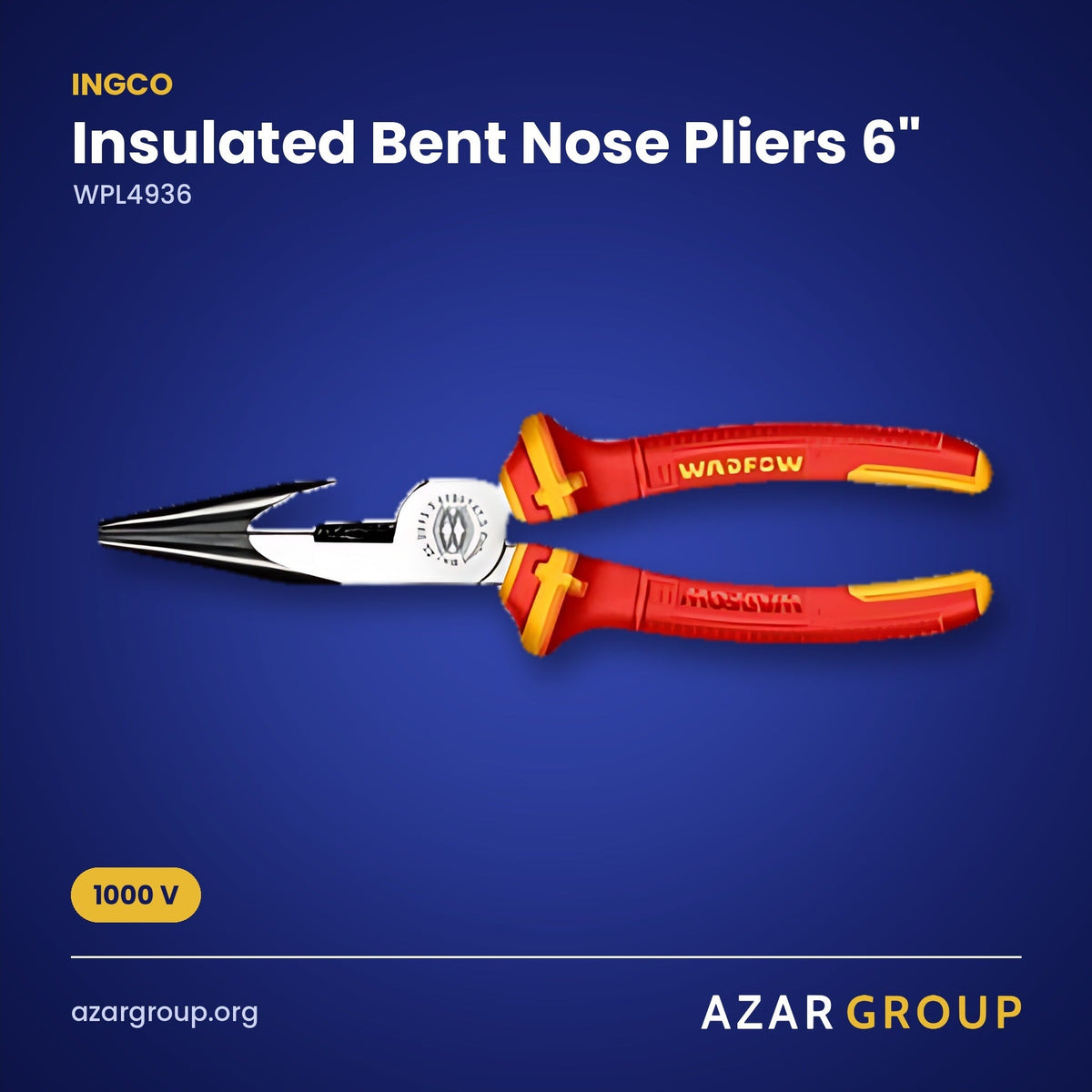 INGCO WPL4936 Insulated Bent Nose Pliers 6" – 1000 V