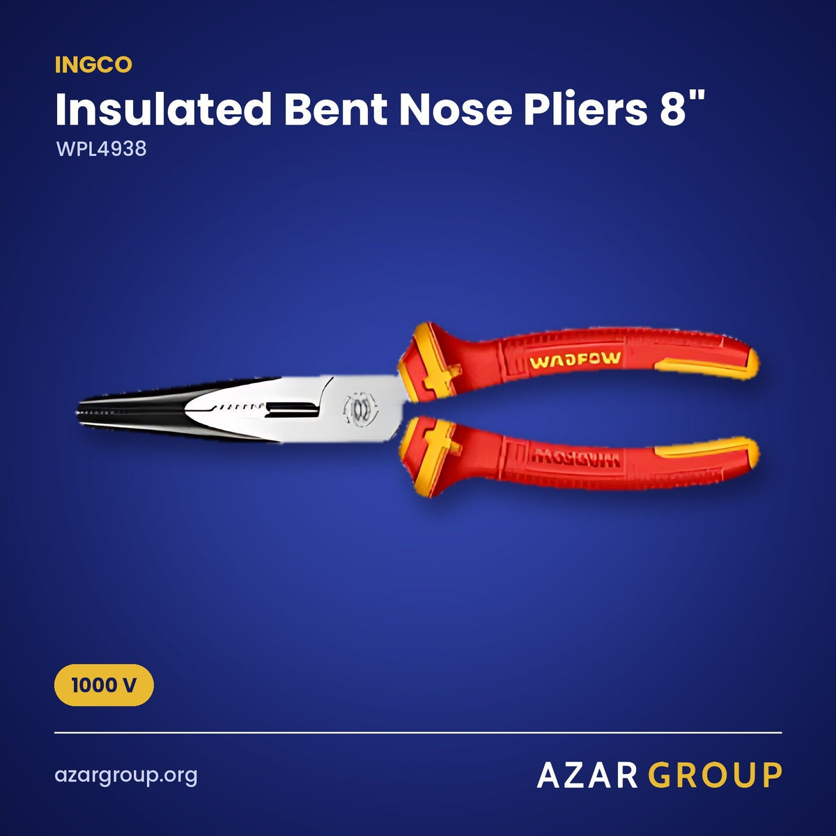 INGCO WPL4938 Insulated Bent Nose Pliers 8" – 1000 V