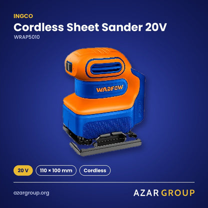 INGCO WRAP5010 Cordless Sheet Sander 20V – 20 V, 110 × 100 mm, Cordless