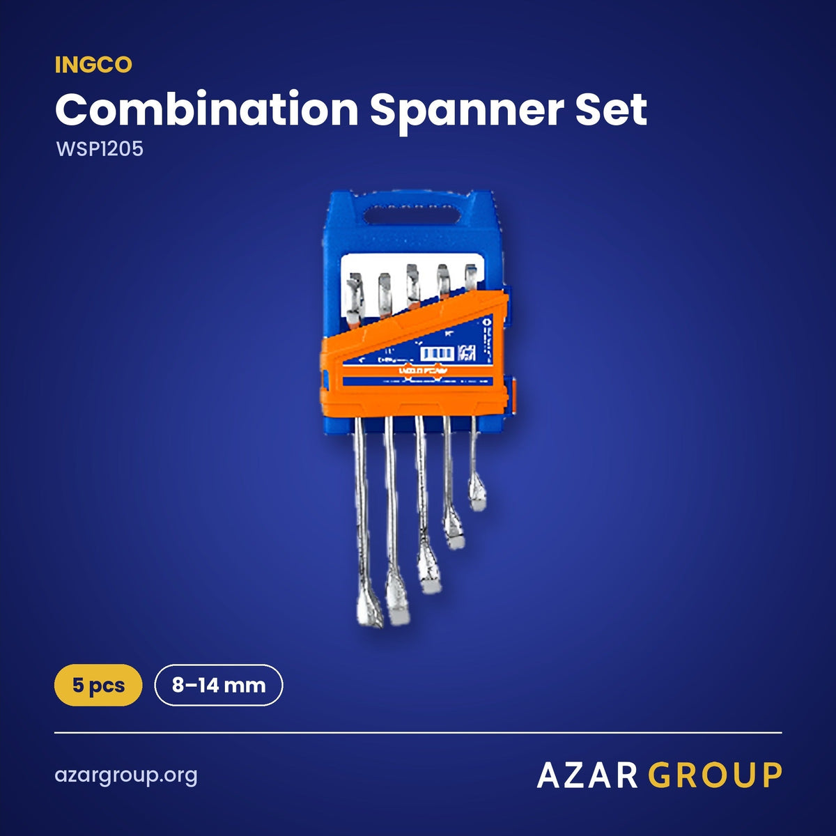 INGCO WSP1205 Combination Spanner Set – 5 pcs, 8–14 mm