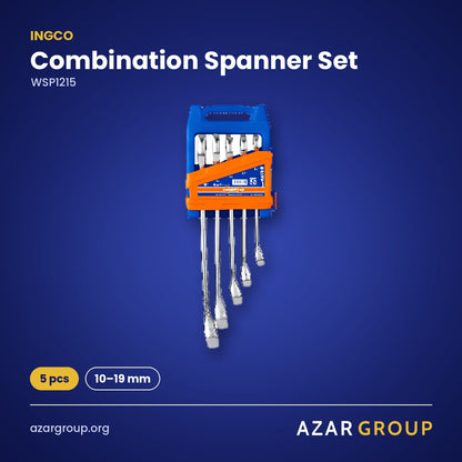 INGCO WSP1215 Combination Spanner Set – 5 pcs, 10–19 mm