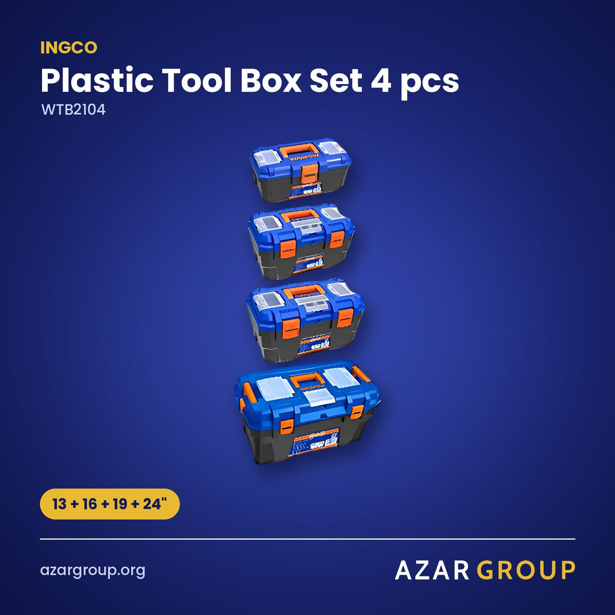 INGCO WTB2104 Plastic Tool Box Set 4 pcs – 13 + 16 + 19 + 24"