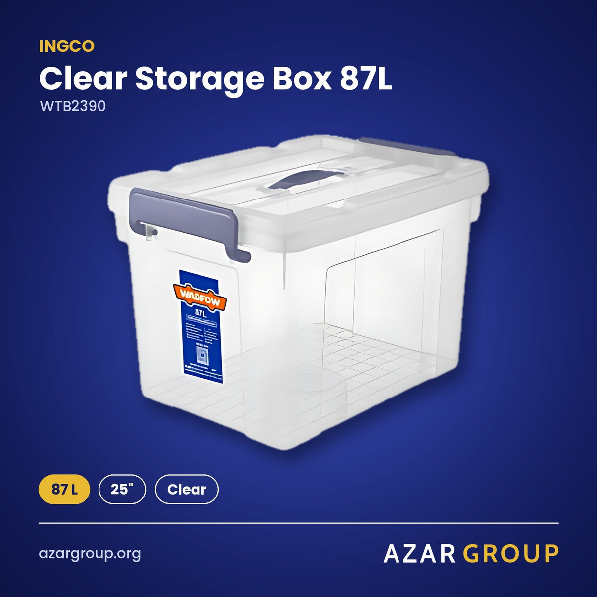 INGCO WTB2390 Clear Storage Box 87L – 87 L, 25", Clear