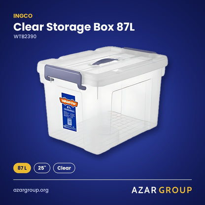 INGCO WTB2390 Clear Storage Box 87L – 87 L, 25", Clear