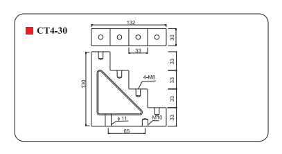 Four technical drawings of electrical components on a gray background