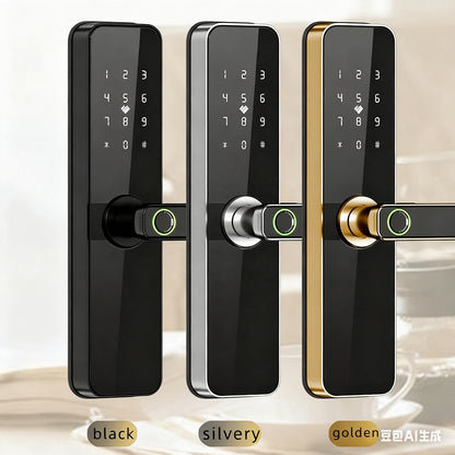 VEM FM028 smart door lock side profile installed on a door
