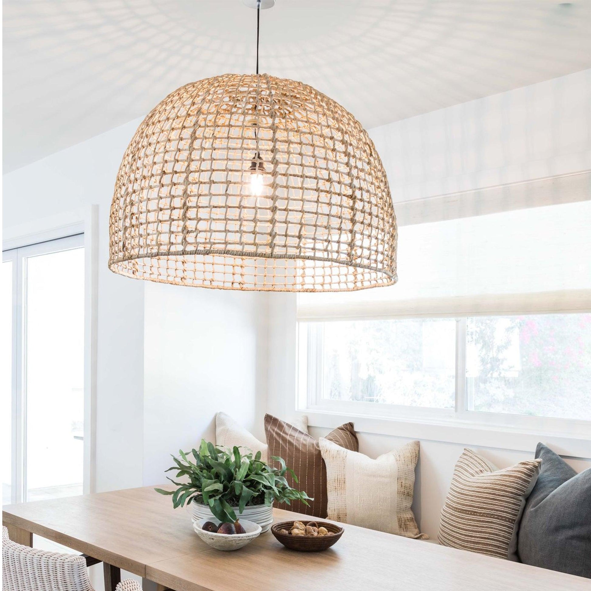 AURA Woven Rattan Dome Pendant Light - 50cm Aura Lighting
