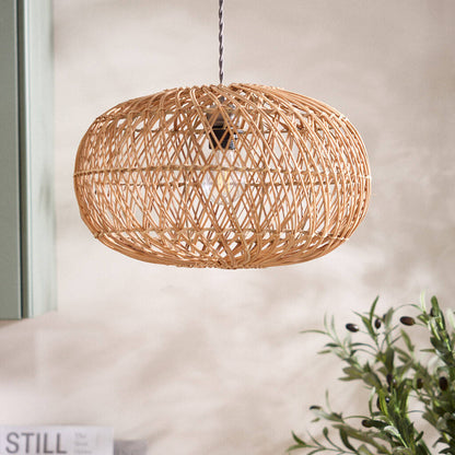 AURA Woven Rattan Oval Lantern Pendant Light - 50cm Aura Lighting
