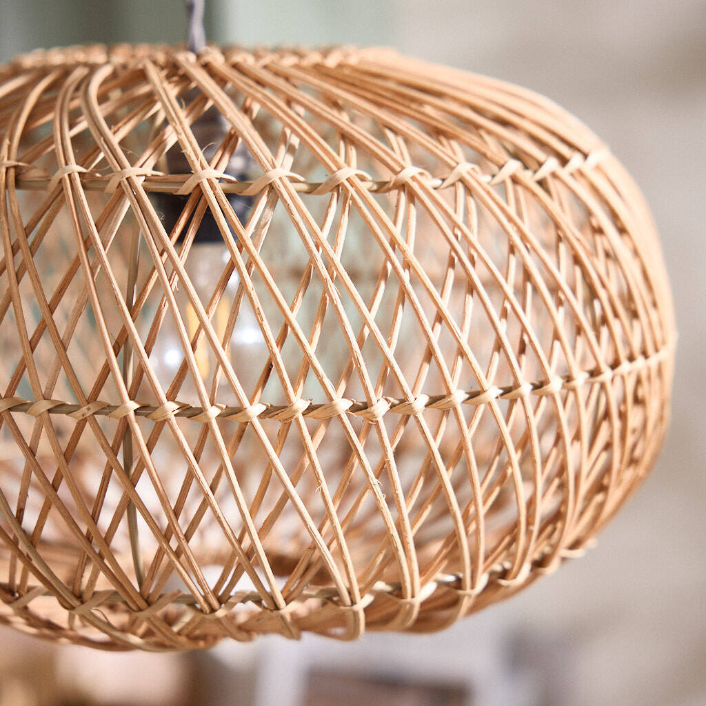 AURA Woven Rattan Oval Lantern Pendant Light - 50cm Aura Lighting
