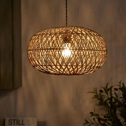AURA Woven Rattan Oval Lantern Pendant Light - 50cm Aura Lighting