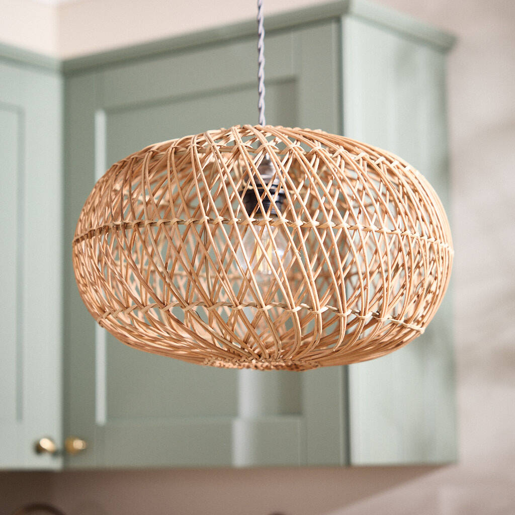 AURA Woven Rattan Oval Lantern Pendant Light - 50cm Aura Lighting