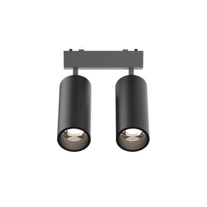 Pair Track Spotlights T44x2 Black 4000K DC48V 24° 2x9W D44*L110mm - Magnetic Track LED Light - Aura Lighting - Azar Group