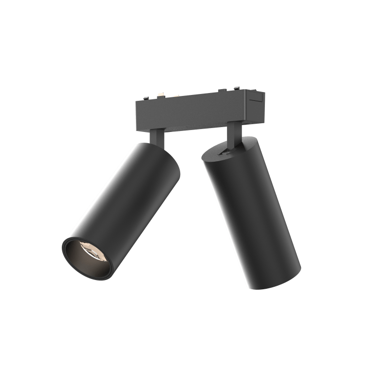 Pair Track Spotlights T44x2 Black 4000K DC48V 24° 2x9W D44*L110mm - Magnetic Track LED Light - Aura Lighting - Azar Group