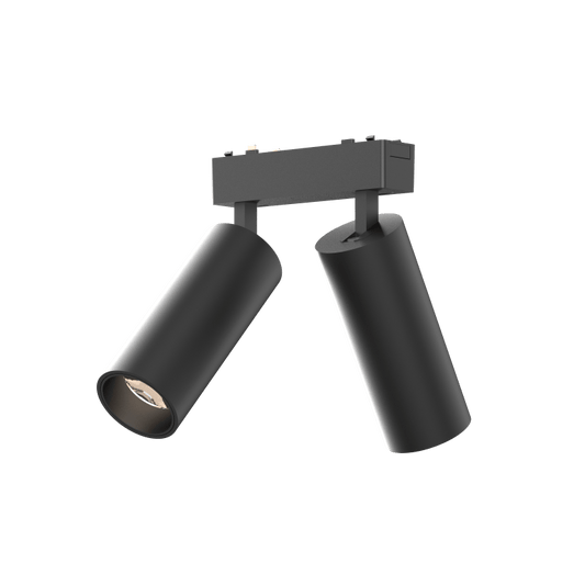 Pair Track Spotlights T44x2 Black 4000K DC48V 24° 2x9W D44*L110mm - Magnetic Track LED Light - Aura Lighting - Azar Group