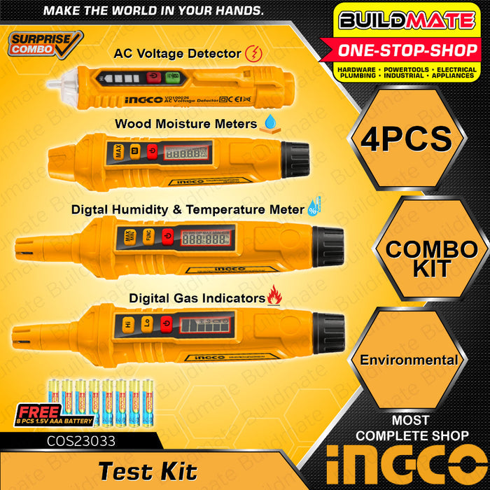 INGCO COS23033 | طقم فحص كهرباء وغاز ورطوبة 4 قطع