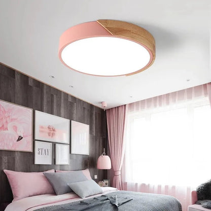 Pink + Wood Macaron LED 50CM 100W Ceiling Light 4000K - Aura Lighting - Azar Group