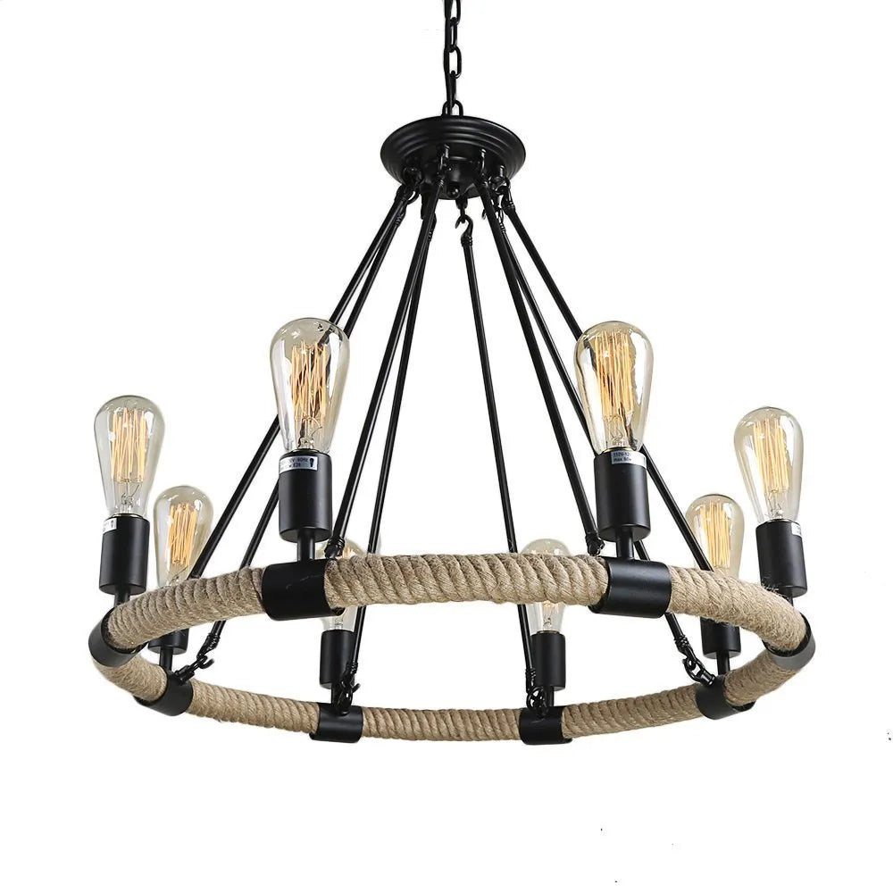 AUR -PEND-8801-D8 Ganges 8 Light Up Chandelier with Black Finish