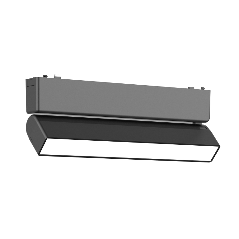 Rotating Folding Flood Light 12T Horizontal 340° Vertical 180° Black 4000K DC48V 150° 10W L230*W26*H80mm - Magnetic Track LED Light - Aura Lighting - Azar Group