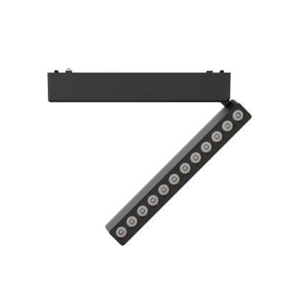 Rotating Folding Grille Light 12T Horizontal 340° Vertical 180° Black 4000K DC48V 24° 12W L230*W26*H80mm - Magnetic Track LED Light - Aura Lighting - Azar Group