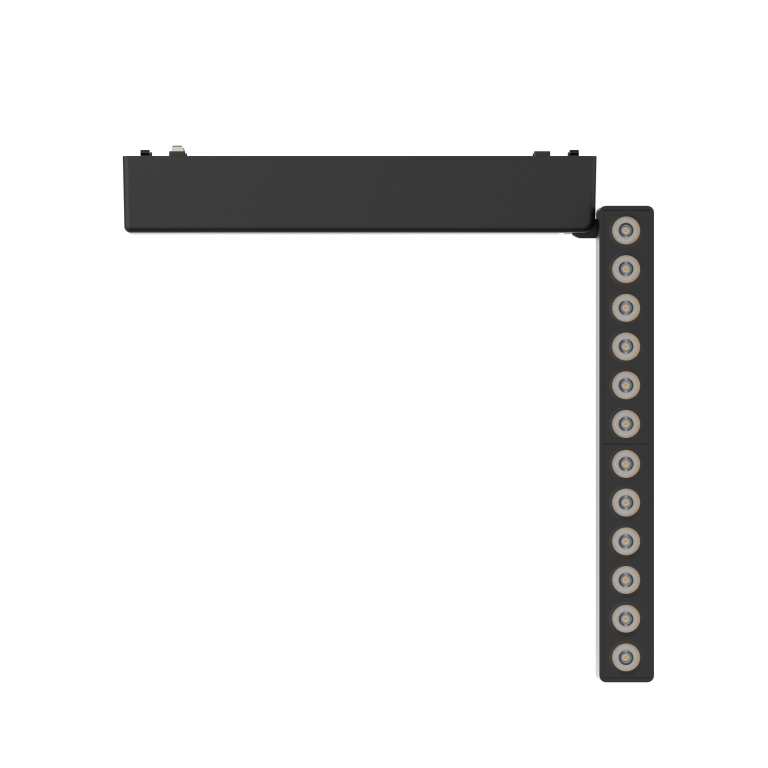 Rotating Folding Grille Light 12T Horizontal 340° Vertical 180° Black 4000K DC48V 24° 12W L230*W26*H80mm - Magnetic Track LED Light - Aura Lighting - Azar Group