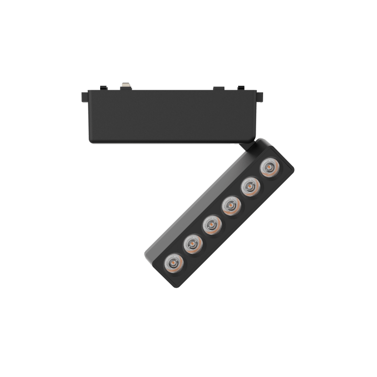 Rotating Folding Grille Light 6T Horizontal 340° Vertical 180° Black 4000K DC48V 24° 6W L122*W26*H80mm - Magnetic Track LED Light - Aura Lighting - Azar Group