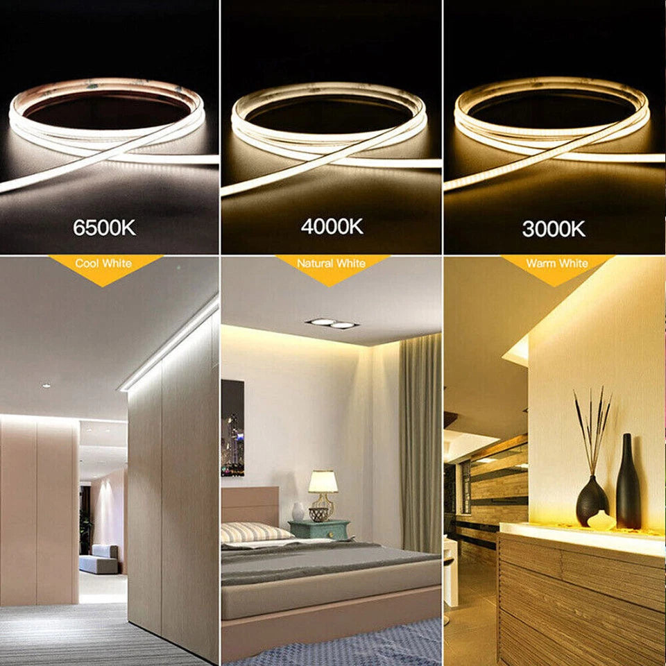 Aura COB LED Strip Light 24V 3MM 8W/m (10M/Roll, 2CM Cut) Aura Lighting