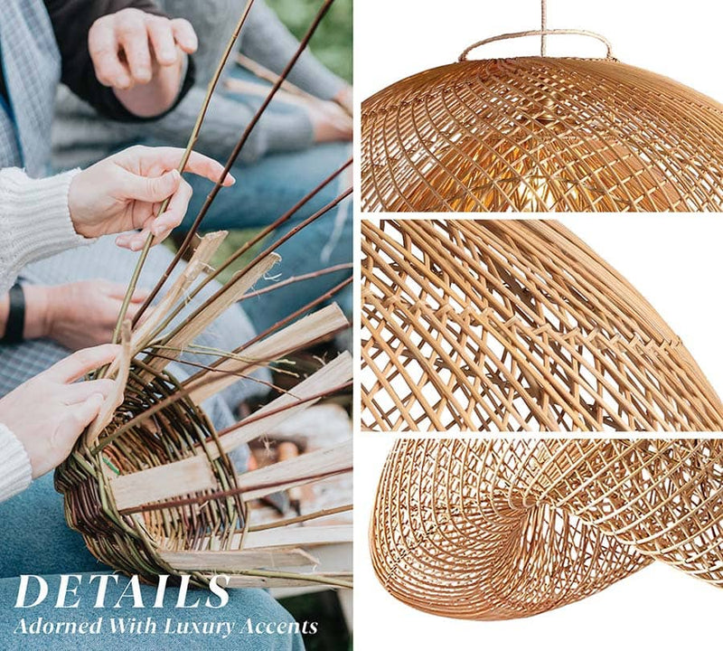 AURA Woven Rattan Organic Wavy Pendant Light - 40cm Aura Lighting