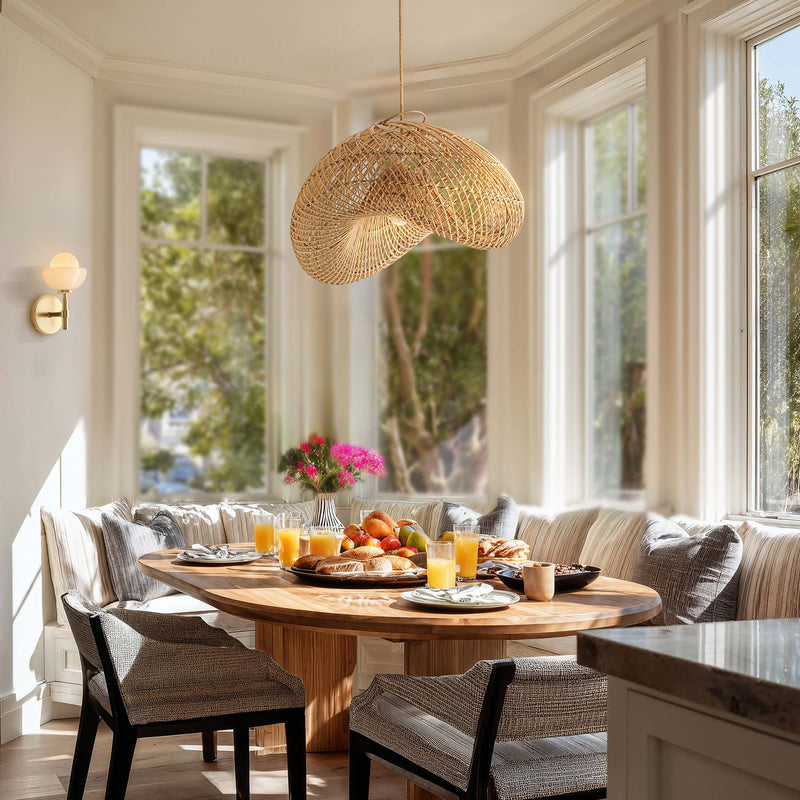 AURA Woven Rattan Organic Wavy Pendant Light - 40cm Aura Lighting