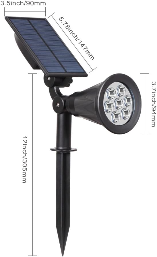 Solar Garden Lights 9 Watts LED RGB - Warm White - Daylight - Outdoor Waterproof Auto ON/Off Solar Garden Lights Adjustable - LED Lights & Lighting - Aura Lighting - Azar Group