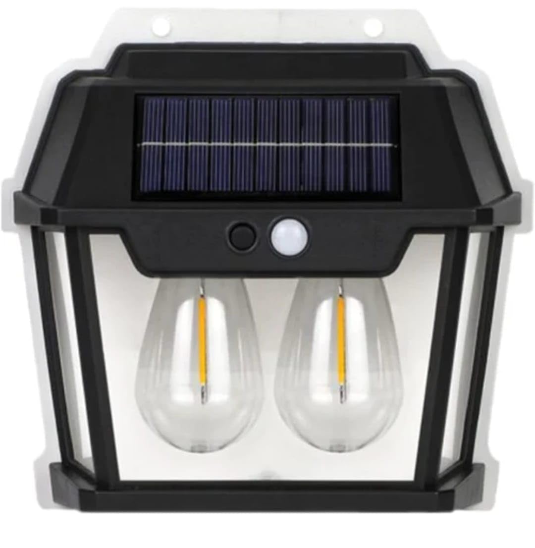 Solar Wall Lamp 2 Watts Wireless Outdoor Light Tungsten Solar Powered Lights with 3 Modes & Motion Sensor Filament IP65 Waterproof Porch Lights for Home Garden Decoration - LED Lights & Lighting - Aura Lighting - Azar Group