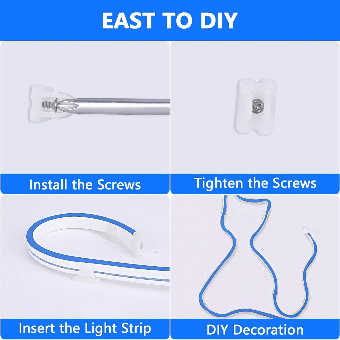 Strip Light Blue Neon Flex 220V High Lumen 10CM Cut PVC IP65 - LED Lights & Lighting - Aura Lighting - Azar Group