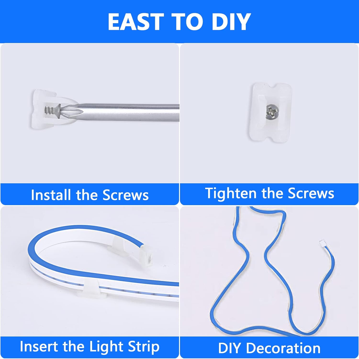 Strip Light Blue Neon Flex 220V High Lumen 10CM Cut PVC IP65 - LED Lights & Lighting - Aura Lighting - Azar Group