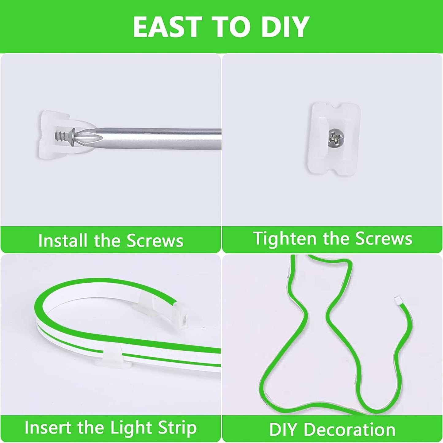 Strip Light Green Neon Flex 220V High Lumen 10CM Cut PVC IP65 - LED Lights & Lighting - Aura Lighting - Azar Group