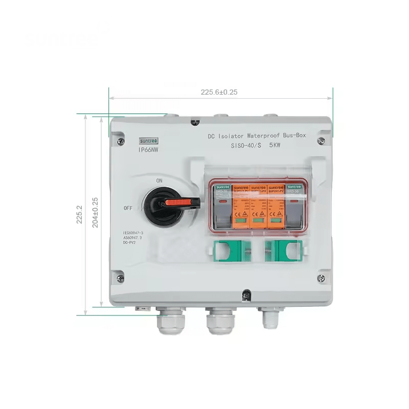 Suntree SISO - 40/F - 15KW - 2 IN 2 OUT - 4PCS Fuse - Isolator Switch - IP66 - Solar Accessories - Suntree - Azar Group