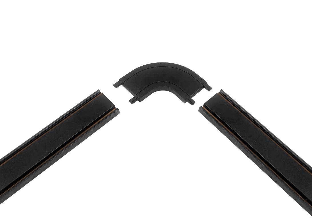 Track Rail MT26 - A Ultra Thin Magnetic Horizontal Corner Black L36*W36*H6 - Magnetic Track LED Light - Aura Lighting - Azar Group