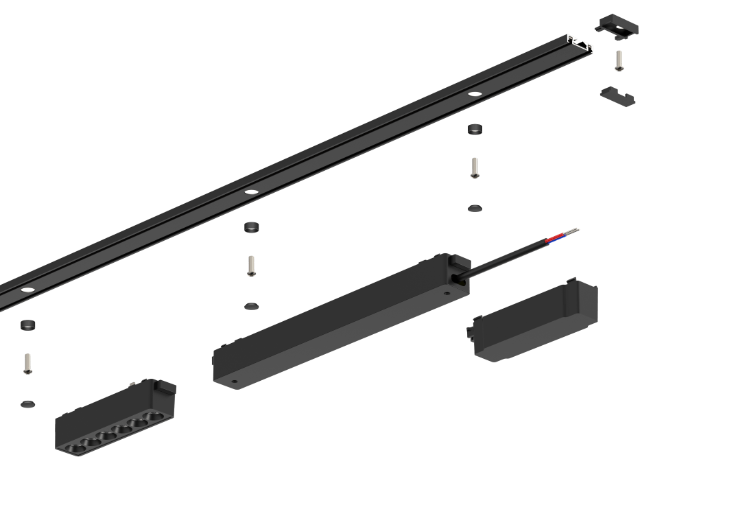 Ultra Thin Magnetic Black Track Rail 3 Meters W26*H6 48VDC Surface Mounted - Magnetic Track LED Light - Aura Lighting - Azar Group