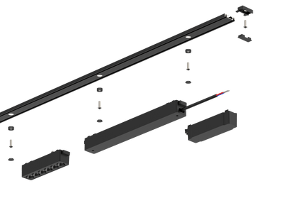 Ultra Thin Magnetic Black Track Rail 3 Meters W26*H6 48VDC Surface Mounted - Magnetic Track LED Light - Aura Lighting - Azar Group