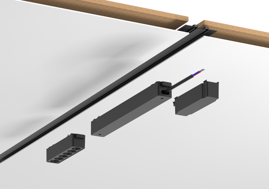 Ultra Thin Magnetic Black Track Rail 3 Meters W56*H6 48VDC Recessed Mounted - Magnetic Track LED Light - Aura Lighting - Azar Group