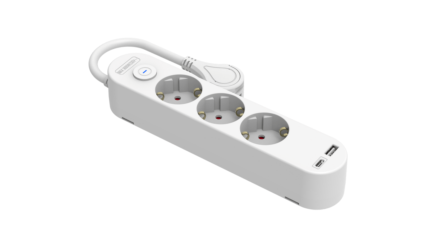 V.E.M. 3 - Way Multiple Socket with USB – Power & Charging in One - V.E.M. - Azar Group