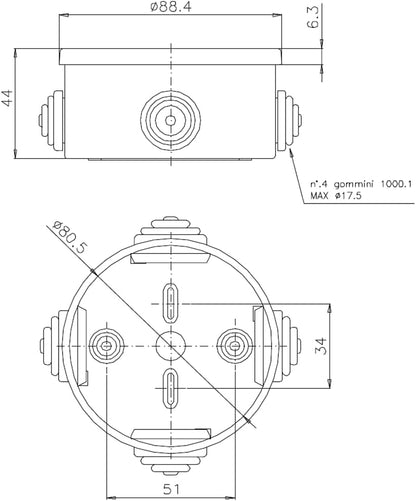 V.E.M. ABS Round Junction Box 80×40 - V.E.M. - Azar Group