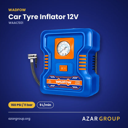 WADFOW WAAC501 Car Tyre Inflator 12V – 160 PSI / 11 bar, 9 L/min