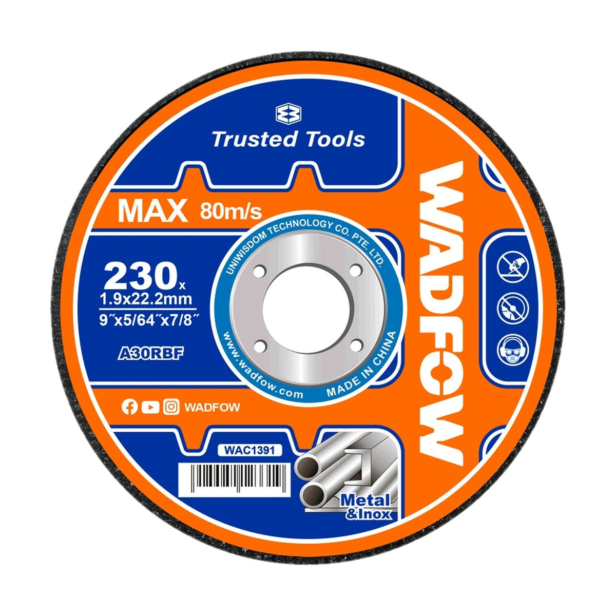 WADFOW WAC1391 Metal Cutting Disc 230x1.9x22.2mm
