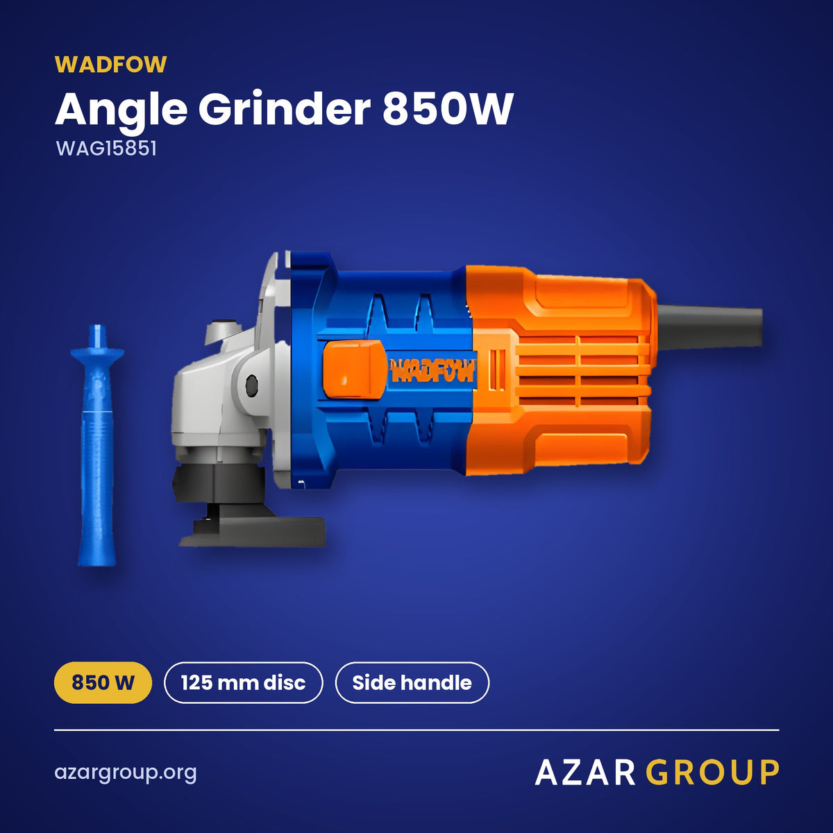 WADFOW WAG15851 Angle Grinder 850W – 850 W, 125 mm disc, Side handle