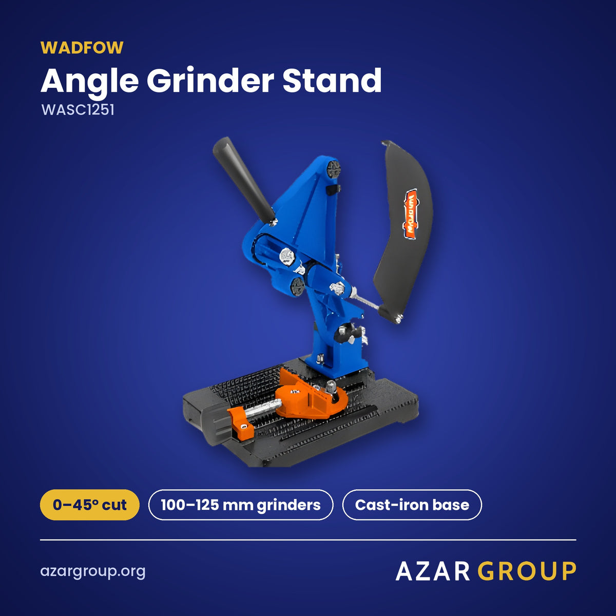 WADFOW WASC1251 Angle Grinder Stand – 0–45° cut, 100–125 mm grinders, Cast-iron base