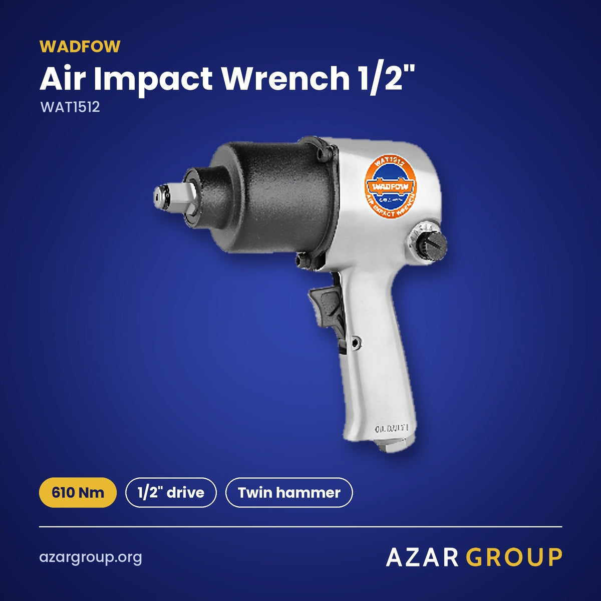WADFOW WAT1512 Air Impact Wrench 1/2" – 610 Nm, 1/2″ drive, Twin hammer