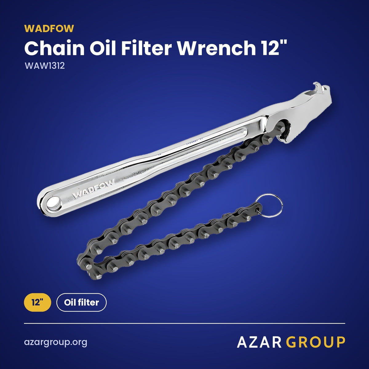 WADFOW WAW1312 Chain Oil Filter Wrench 12" – 12", Oil filter