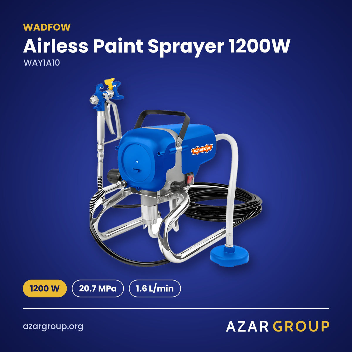 WADFOW WAY1A10 Airless Paint Sprayer 1200W – 1200 W, 20.7 MPa, 1.6 L/min